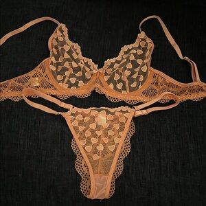 Elegant Lace Lingerie Set in Tan
